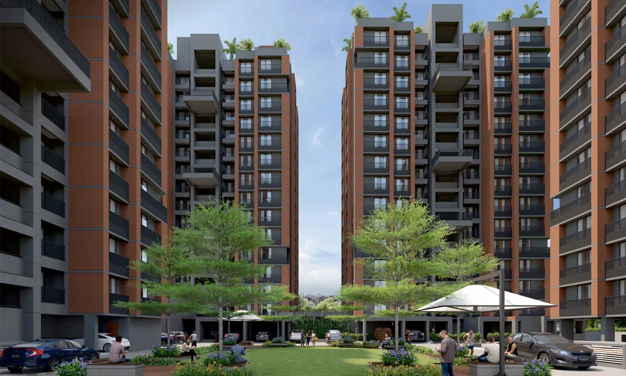 Garden View - Aashray Aurum in Ambli Ahmedabad