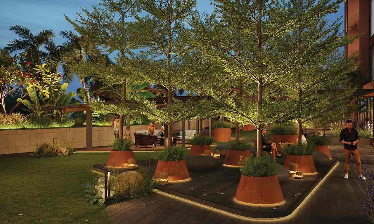 Garden Night View - Tree Tops in Thaltej Ahmedabad