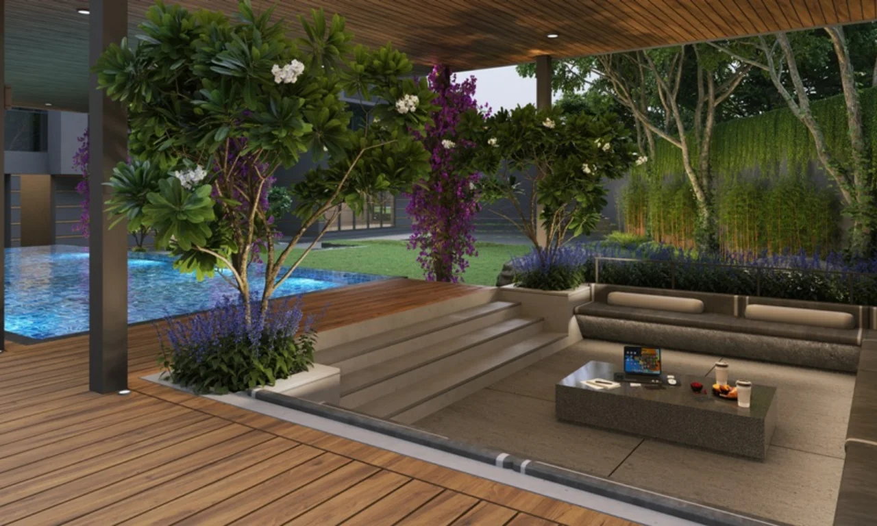 Swimming pool with deck_Apricus 2 in Thaltej